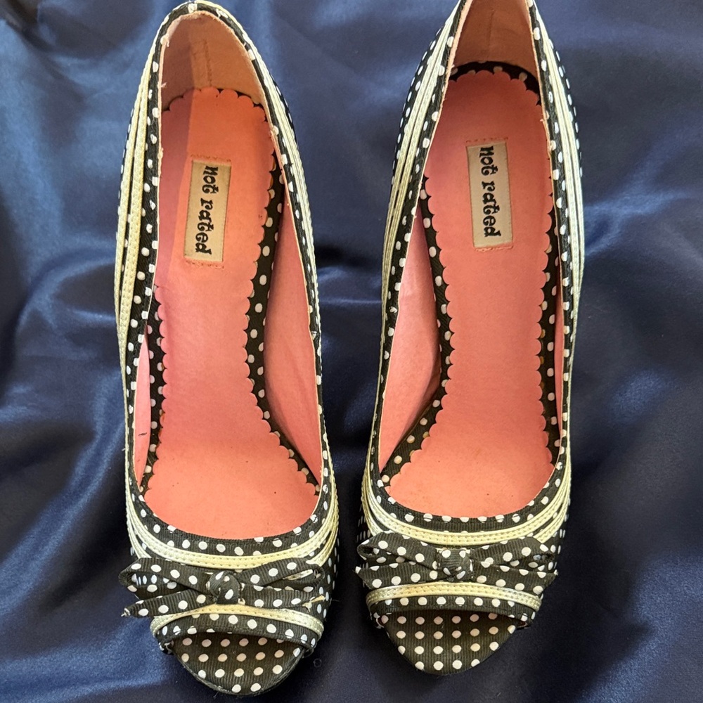 Not Rated  Black and White Polka Dot Heels